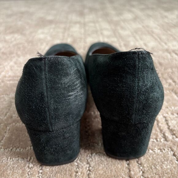 Salvatore Ferragamo Suede Pumps Women's 8 B Black Low Heel VTG Classic Staple - Picture 4 of 10